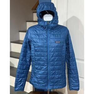 Women's Small Patagonia Nano Puff Hooded Full Zip Insulated Lagom Blue Jacket